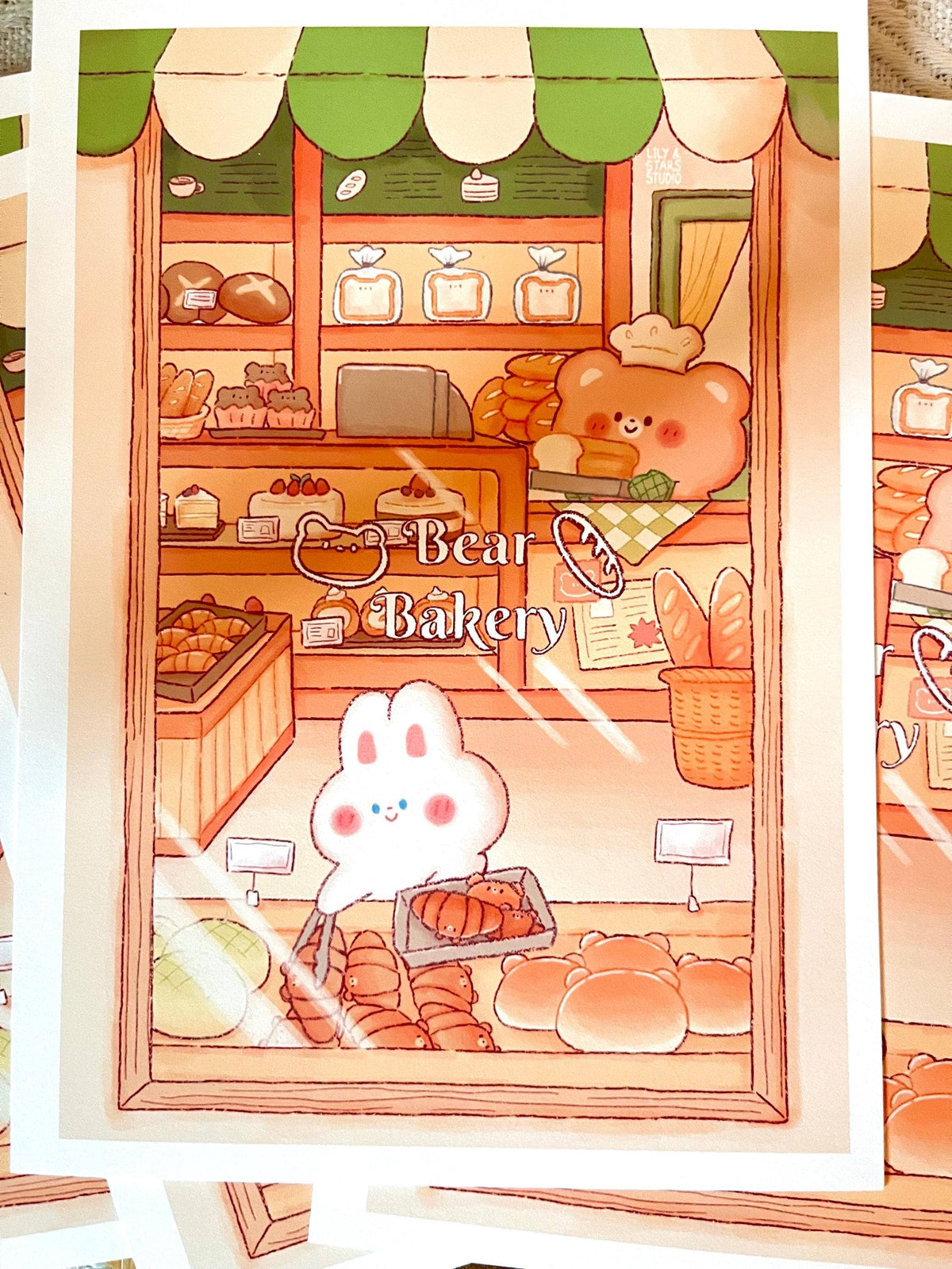 Bear Bakery Art Print • Cozy Kawaii Illustration (5x7 in)