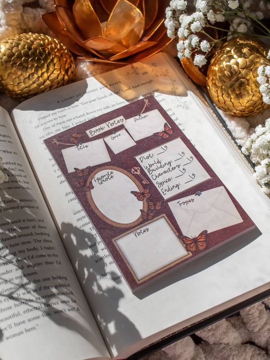 4x6 Book Review Post-it Notepad | Dark Academia