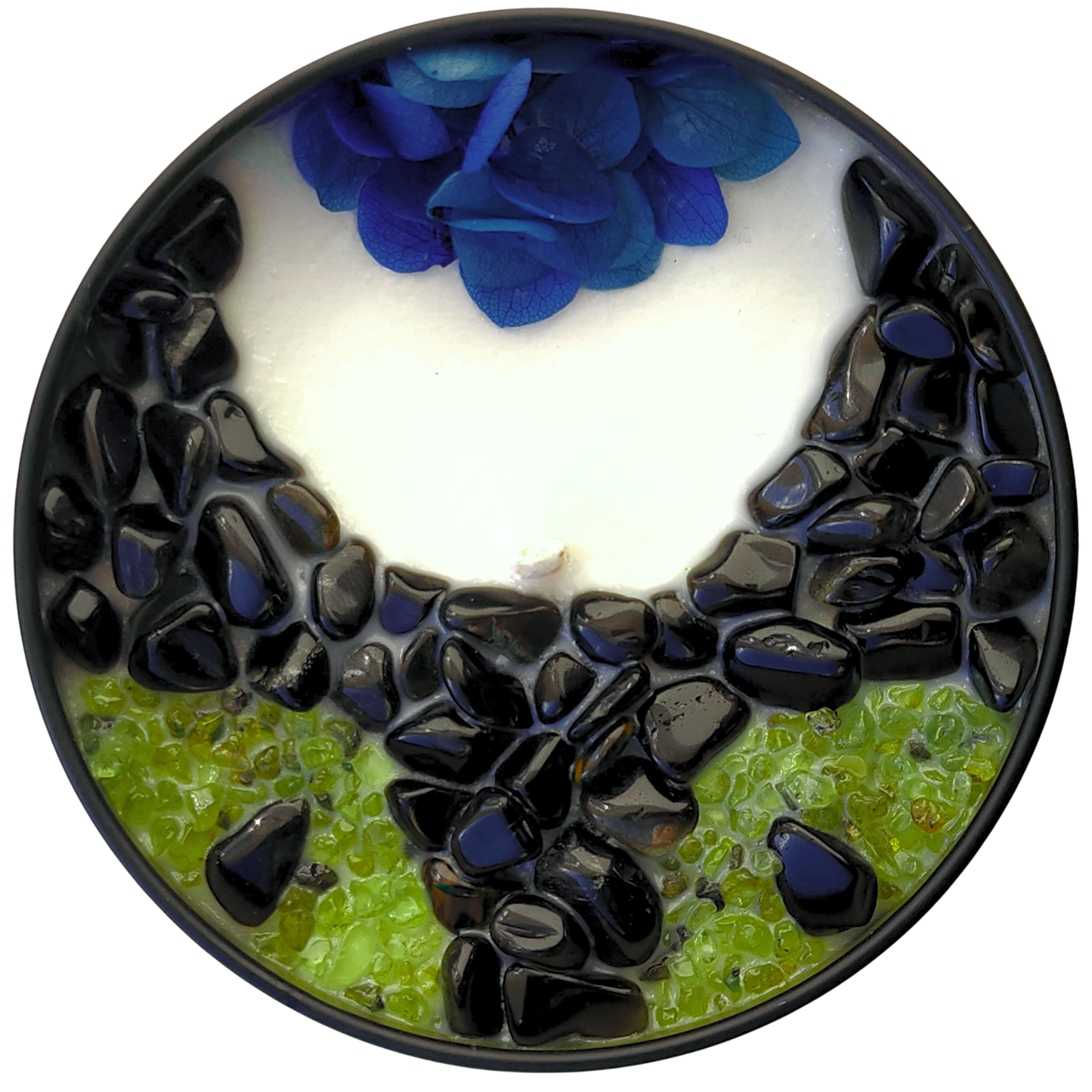 Black Cat • 8oz Soy Crystal Candle: Peridot (green eyes)
